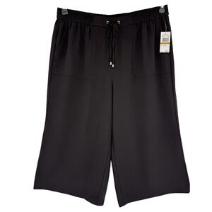 Michael Kors Women's Black Wide Leg Stretch Cropped Pants Pull-on Plus Sz 3X NWT